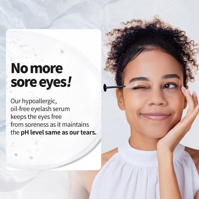 COSNORI سيروم رموش طويل نشط من كوسنوري - سيروم تعزيز الرموش الكوري - معزز نمو الحواجب لطول وكثافة أكبر - نباتي، خالي من التهيج - ببتيدات، حمض الهيالورونيك، 0.3 أونصة سائلة. - Image 5