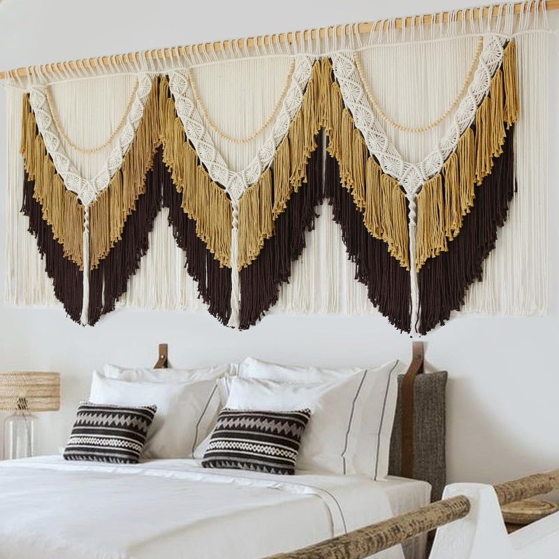 IOWER Macrame Wall Hanging Boho Wall Art - Extra Large 75" W x 35" L - Wedding Background Decor for Living Room Bedroom - Modern Craftsmanship - Image 1