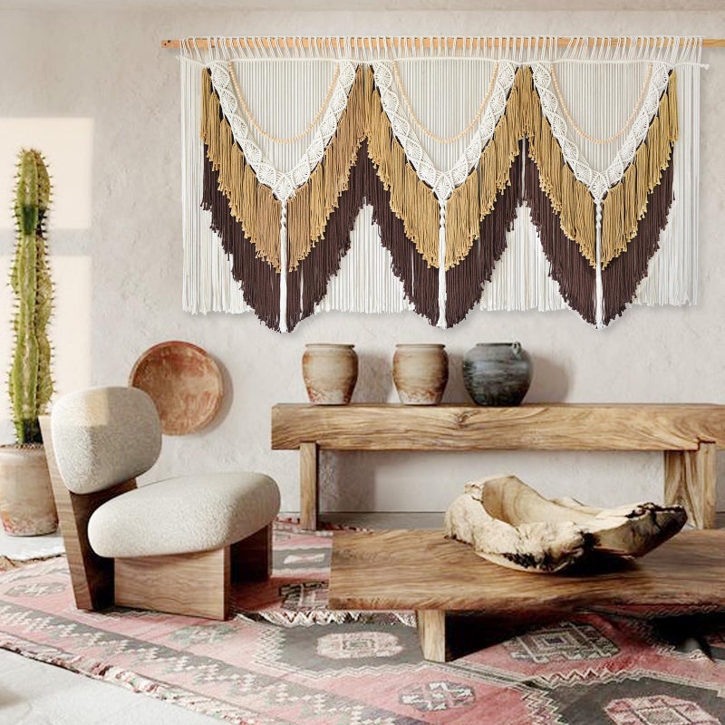 IOWER Macrame Wall Hanging Boho Wall Art - Extra Large 75" W x 35" L - Wedding Background Decor for Living Room Bedroom - Modern Craftsmanship - Image 3