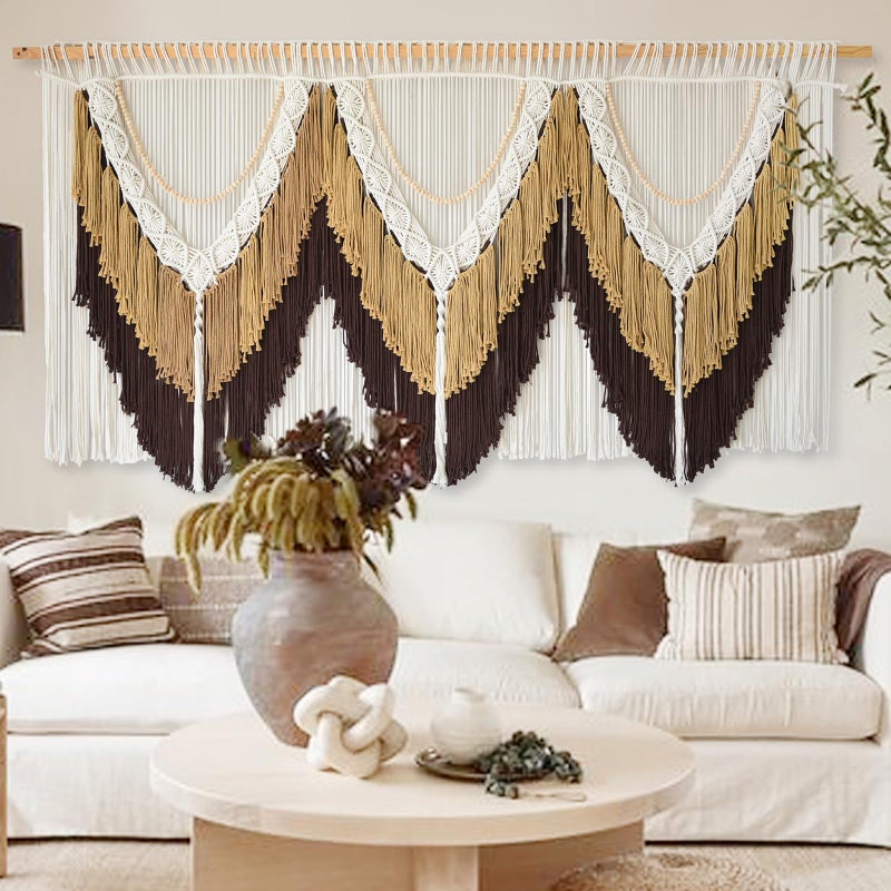 IOWER Macrame Wall Hanging Boho Wall Art - Extra Large 75" W x 35" L - Wedding Background Decor for Living Room Bedroom - Modern Craftsmanship - Image 2