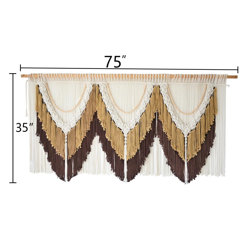 IOWER Macrame Wall Hanging Boho Wall Art - Extra Large 75" W x 35" L - Wedding Background Decor for Living Room Bedroom - Modern Craftsmanship - Image 5