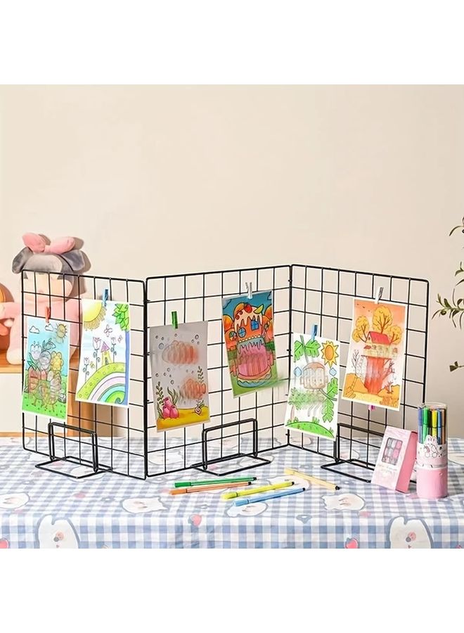 White Grid Metal Display Rack Wall Shelf Photo Jewelry Exhibition Stand - Image 4