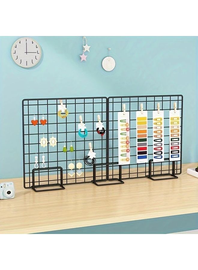 White Grid Metal Display Rack Wall Shelf Photo Jewelry Exhibition Stand - Image 5