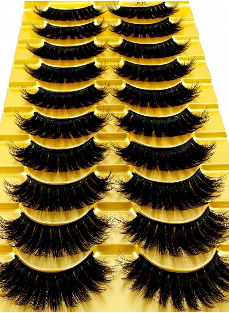 Generic - （10 Pairs ）Fluffy Messy Faux False Eyelashes ，Soft  False  Lashes，Reusable Natural Eyelash Simulation Curl False Eyelash for Make up - Image 1