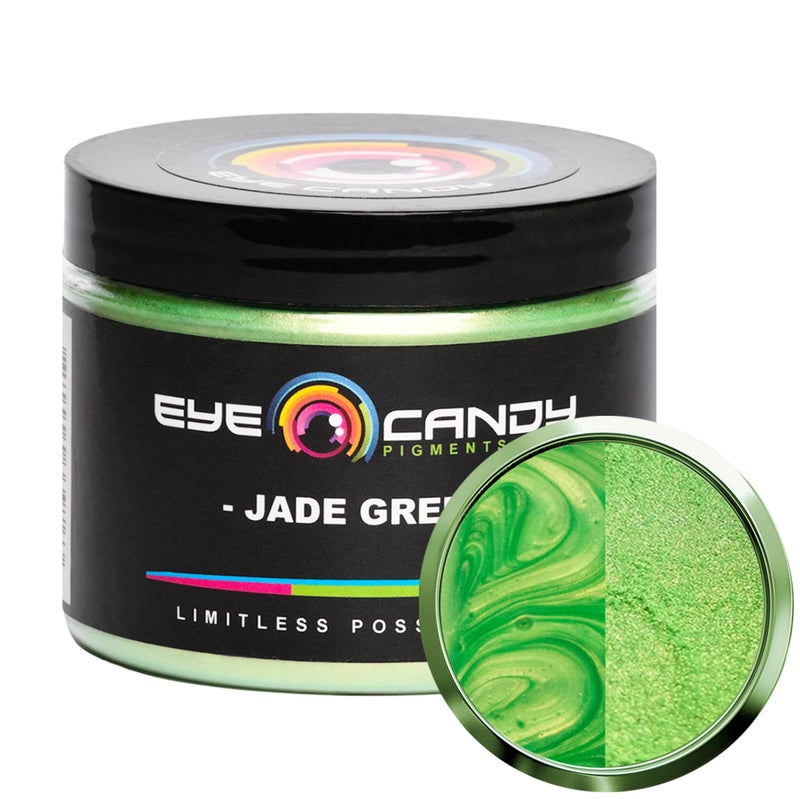 Eye Candy Pigments Premium Green Mica Powder - Jade Green (50gr) - for Epoxy, Resin, Soap, Paint, Woodworking, Acrylic Pouring, Bath Bombs, Fishing Lures - DIY Arts and Crafts Additive - Image 1