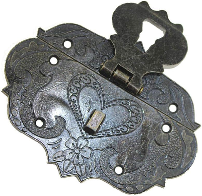 Small Antique Vintage Zinc Alloy Lock Hasps Hardware 4 Pieces Set - Image 4