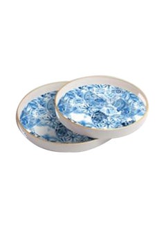 Felli Graceful Design Smooth Finish Round Serving Tray with Integrated Grip White and Blue 38 x 4.5 cm 76625 