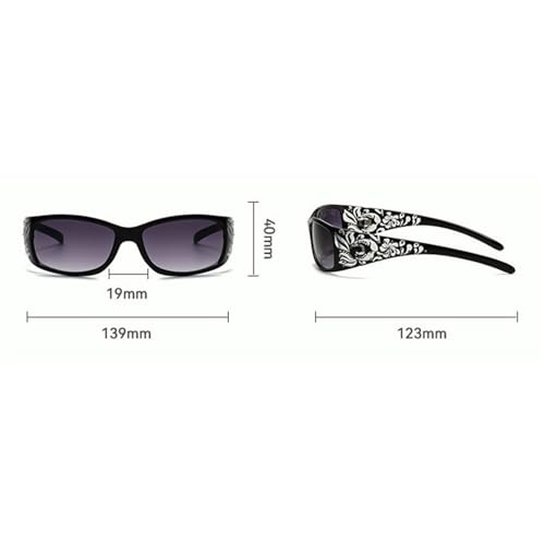 willochra fashion Y2K Polarized Sunglasses for Women Rhinestone Wrap Around Rectangular Sunglasses UV400 Protection (red) - Image 5