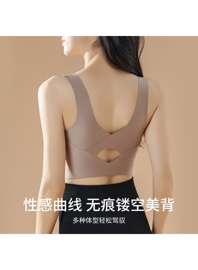 Fenton Seamless Hollow-out Back 3d Support Stretchy V-neck Sports Bra - Can Be Worn As Outerwear - Image 4