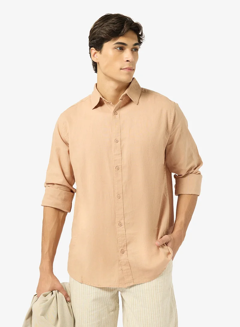 Ripples Mens Linen Blend Long Sleeves Shirt