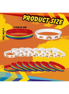 Patelai 48 Pcs Patriotic Decorations Bracelets 4Th Of July Rainbow Pride Striped Star Pixel Game Princess Football Alien Bracelets Silicone Wristbands Stretchy Silicone Bracelet Party(Rainbow)  - Image 3