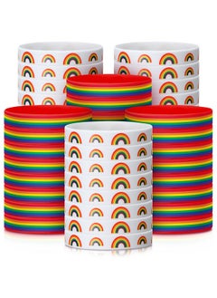 Patelai 48 Pcs Patriotic Decorations Bracelets 4Th Of July Rainbow Pride Striped Star Pixel Game Princess Football Alien Bracelets Silicone Wristbands Stretchy Silicone Bracelet Party(Rainbow)  - Image 1