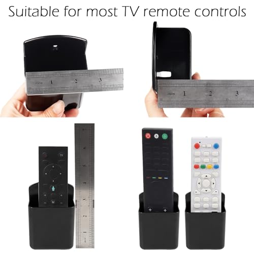 AUGHOA 2 PCS Remote Control Holder Wall Mount, TV Air Conditioner Remote Control Holder, Self Adhesive Pen Holder Organizers and Accessories for Home Office School, Black - Image 4