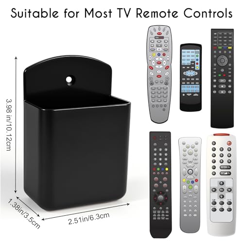 AUGHOA 2 PCS Remote Control Holder Wall Mount, TV Air Conditioner Remote Control Holder, Self Adhesive Pen Holder Organizers and Accessories for Home Office School, Black - Image 3