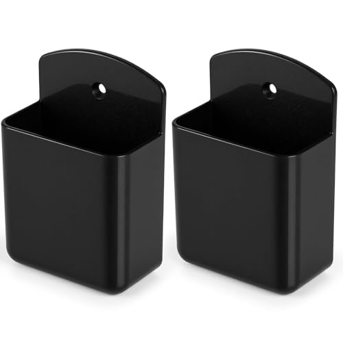 AUGHOA 2 PCS Remote Control Holder Wall Mount, TV Air Conditioner Remote Control Holder, Self Adhesive Pen Holder Organizers and Accessories for Home Office School, Black - Image 1