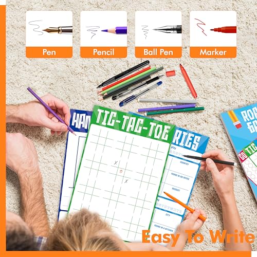 Gethelud Road Trip Game Pad, 80 Perforated Sheets Travel Activity Pad, 5 Games in 1 Pad, Plane, Car Trip Activity, Pen Pencil & Paper Game for Kids, Adults (6” x 9”) - Image 5