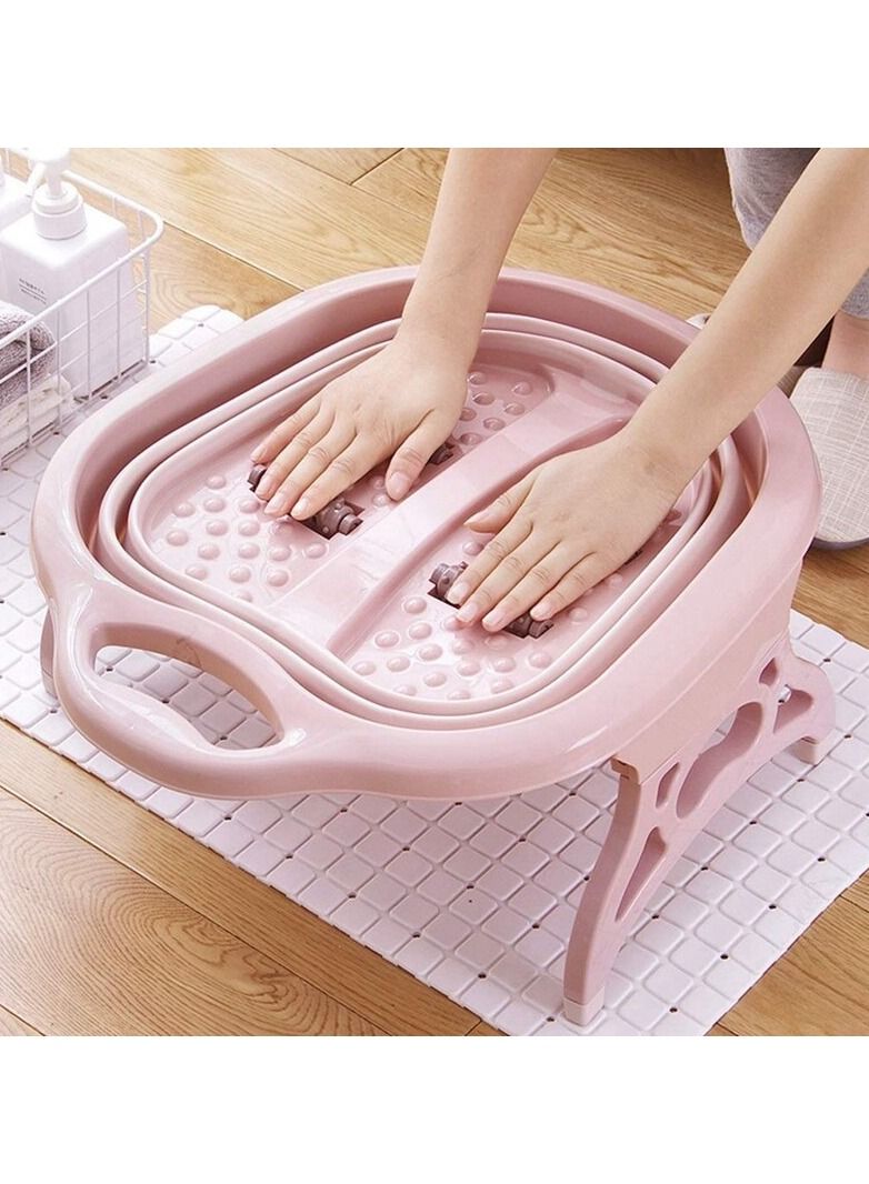DubaiGallery Portable Folding Foot Spa pail Bath Plastic Foldable Foot Massage Soaking Bucket With 4 Massage Roller stable foot massager - Image 2