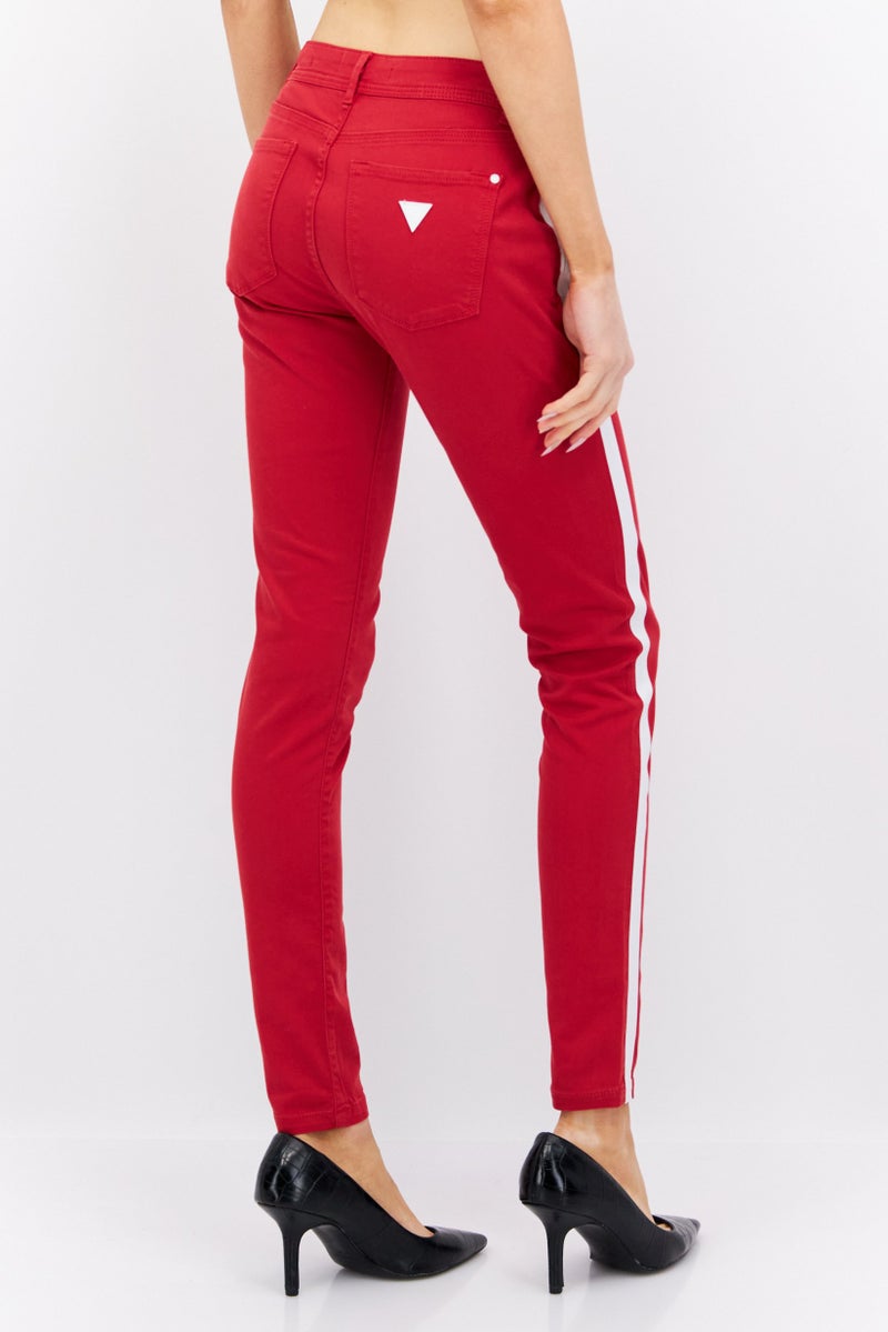 GUESS Women Skinny Mid Rise Stretchable Denim, Red - Image 4