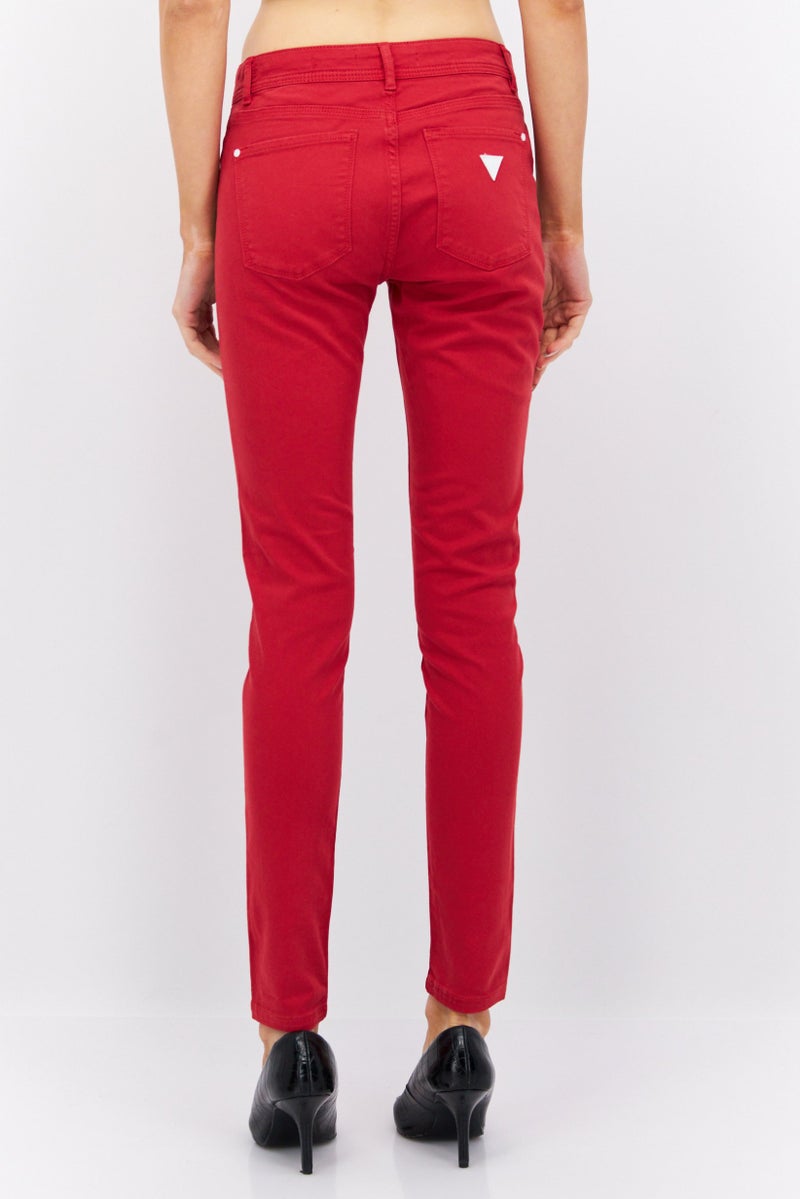 GUESS Women Skinny Mid Rise Stretchable Denim, Red - Image 4