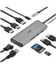 Generic Laptop Docking Station for 3 Displays, 12 in 1 USB C Hub, Multiport Adapter with 2 HDMI, 4K, VGA, PD3.0 and RJ45 SD/TF Card Reader for MacBook/Air/iMac/Pro/XPS and More Type-C Devices  - Image 1