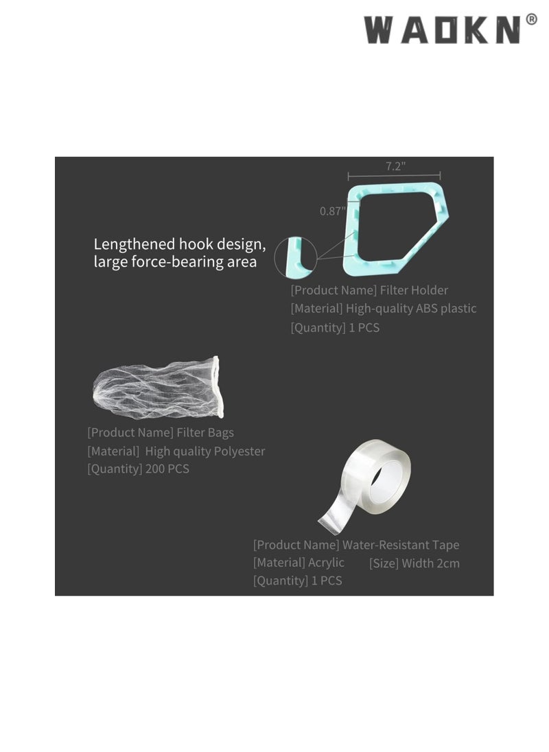 WAOKN Disposable Kitchen Sink Filter Screen Triangle Tri-Holder Filter with 200 PCS Sink Strainer Bag，Multipurpose Anti Clogging Food Residue Filter for Kitchen Food Waste Leftover Garbage  - Image 2
