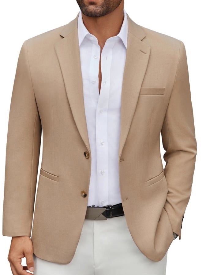 COOFANDY Men's Casual Blazer Regular Fit Lightweight Two Button Sport Coat Suit Jacket, Khaki, XL - Image 1