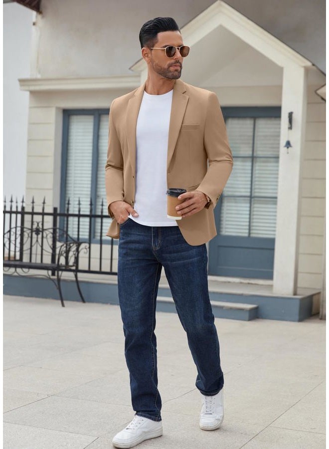 COOFANDY Men's Casual Blazer Regular Fit Lightweight Two Button Sport Coat Suit Jacket, Khaki, XL - Image 5
