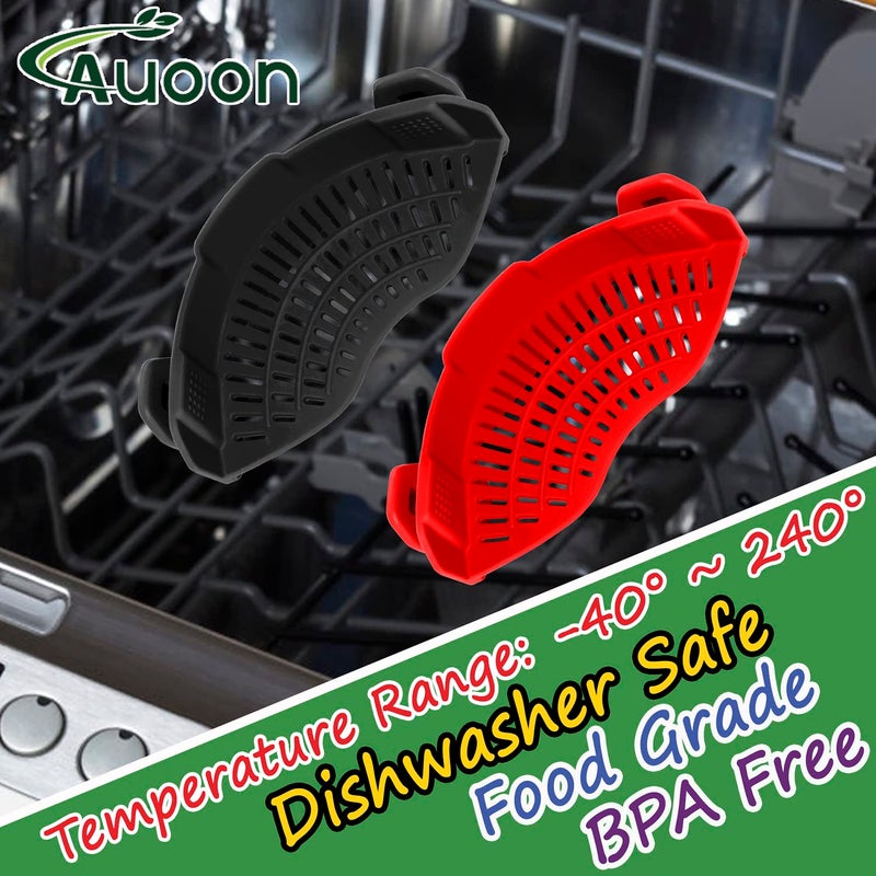 AUOON Clip On Strainer Silicone for All Pots and Pans, Pasta Strainer Clip on Food Strainer for Meat Vegetables Fruit Silicone Kitchen Colander (Gray) - Image 3