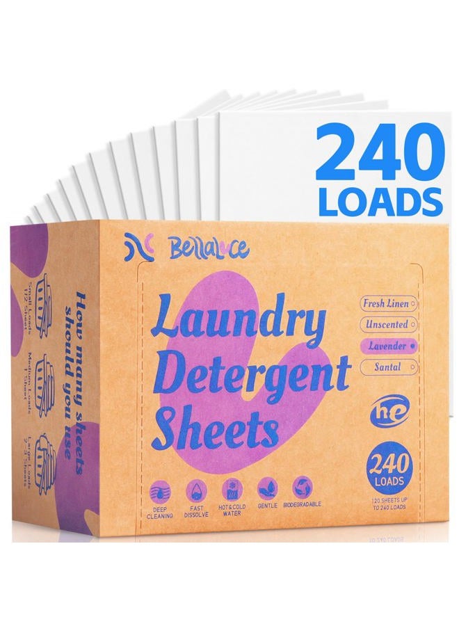 Bellaluce Laundry Detergent Sheets - 240 Loads Girls Lavender Laundry Sheets for Dorm,College,Home, Hotel,Apartment,Camping,Cruise,Road Trip,Beach Vacation,Backpack,Small Space, Family School Travel Essentials - Image 1