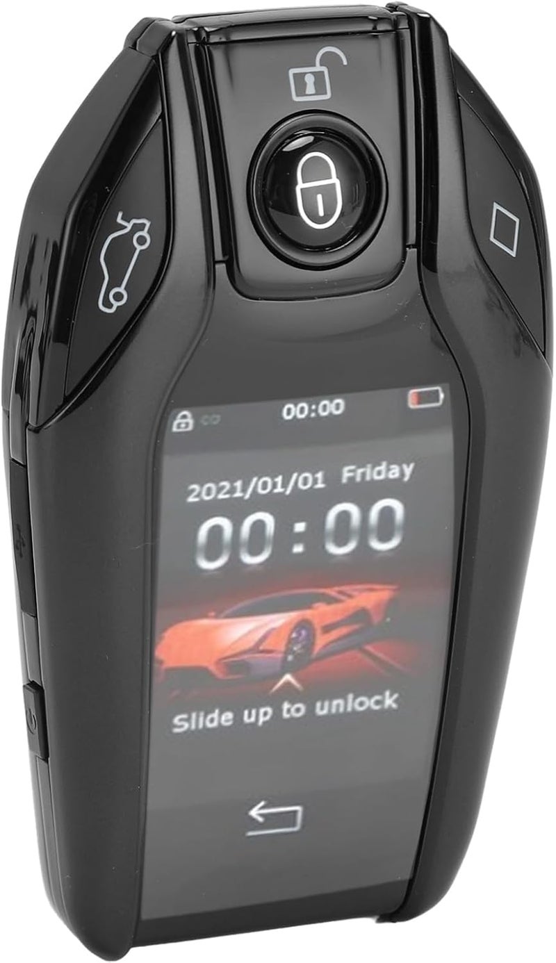 Smart Key Fob Keyless Entry Remote with LCD Touch Screen Auto Window Roll Up Anti Lost Black - Image 1