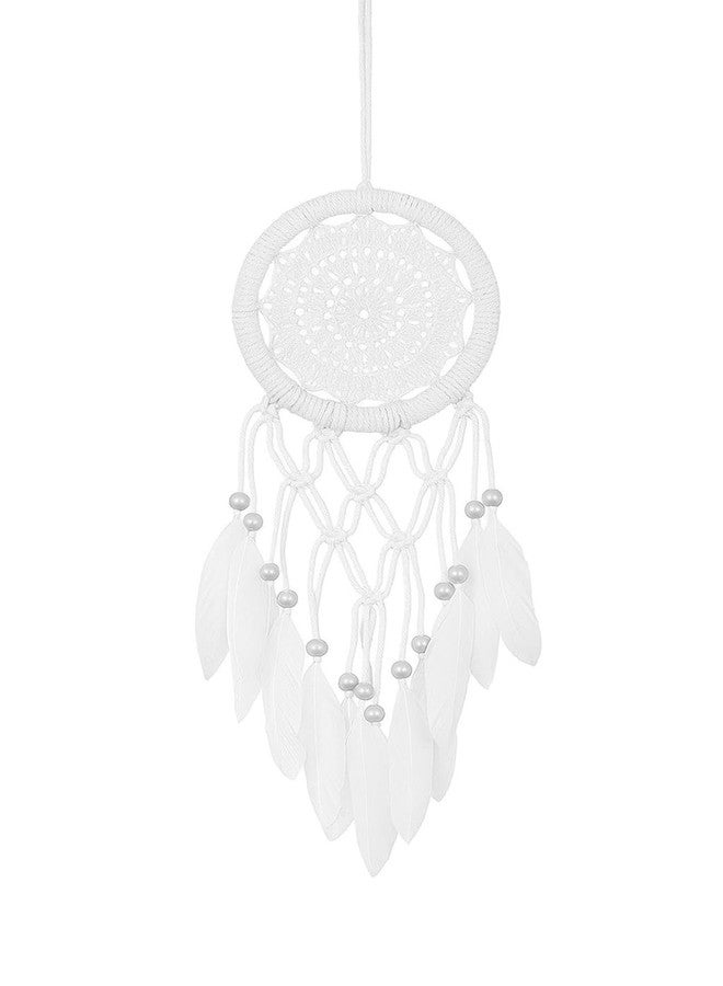 ThincAmaxe Handmade Evil Eye Dream Catcher Wall Hanging – Boho Macrame Décor with Feathers & Wooden Beads | Protection Talisman for Positive Energy, Bedroom, Living Room & Car Decoration (White) - Image 3