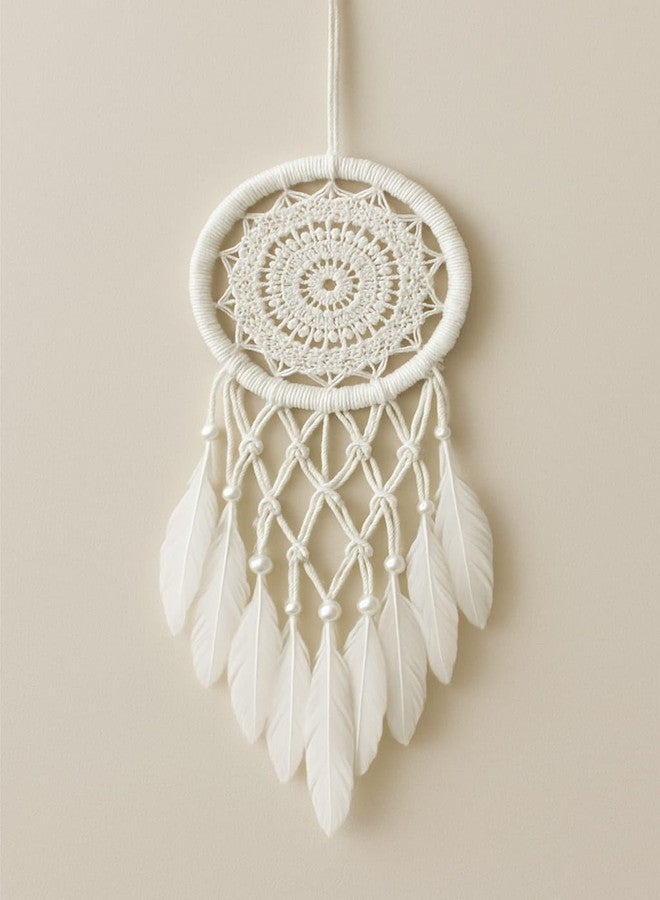 ThincAmaxe Handmade Evil Eye Dream Catcher Wall Hanging – Boho Macrame Décor with Feathers & Wooden Beads | Protection Talisman for Positive Energy, Bedroom, Living Room & Car Decoration (White) - Image 1