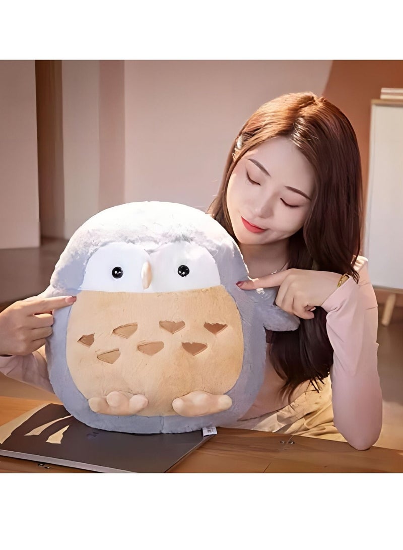 SYOSI Lifelike Gray Owl Stuffed Animals Snow Owl Plush Soft Hugging Pillow Chubby Owl Plushies Toy Fluffy Gray Eagle Owl Plush Birds Dolls Gifts,14.9''(Only for Age 14+) - Image 3