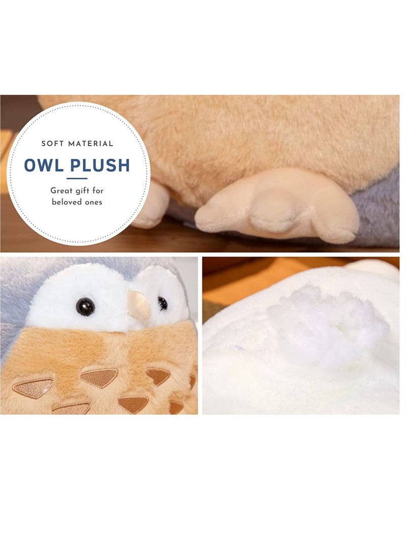 SYOSI Lifelike Gray Owl Stuffed Animals Snow Owl Plush Soft Hugging Pillow Chubby Owl Plushies Toy Fluffy Gray Eagle Owl Plush Birds Dolls Gifts,14.9''(Only for Age 14+) - Image 4