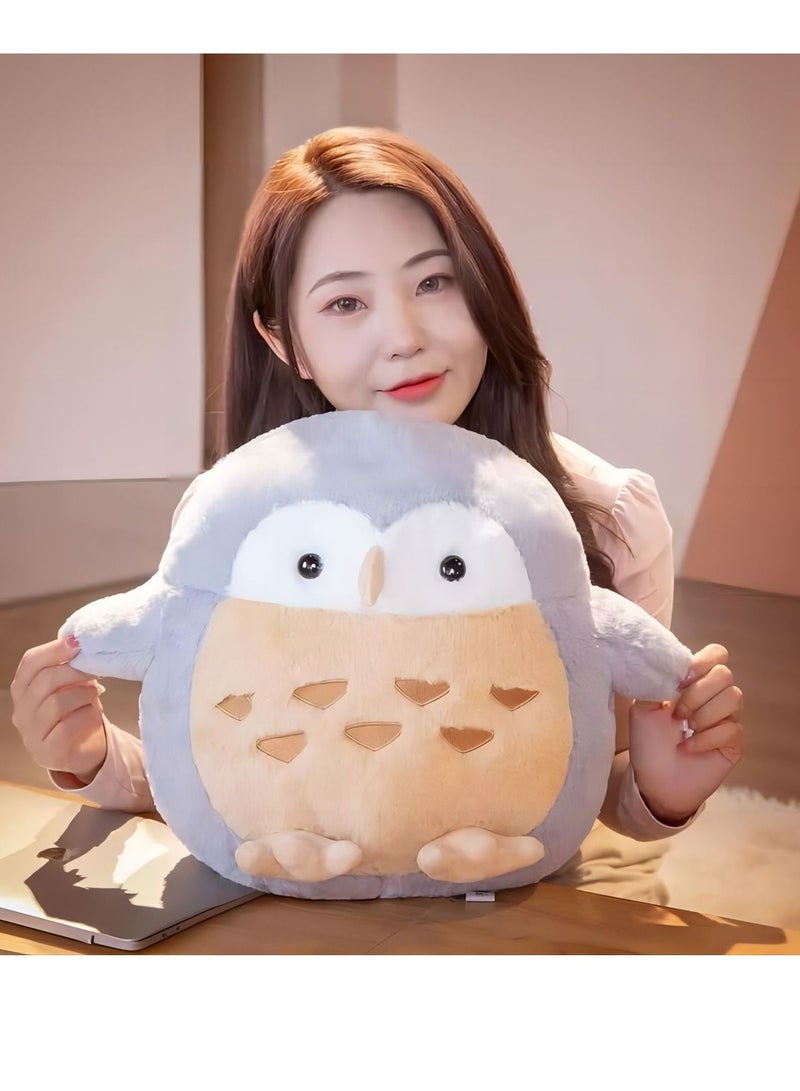 SYOSI Lifelike Gray Owl Stuffed Animals Snow Owl Plush Soft Hugging Pillow Chubby Owl Plushies Toy Fluffy Gray Eagle Owl Plush Birds Dolls Gifts,14.9''(Only for Age 14+) - Image 2