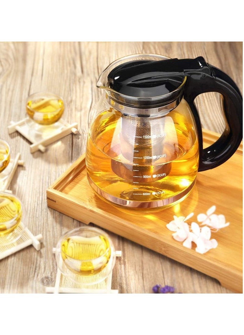 Generic - Teapot With Infuser In Glass & Stainless Steel Large 1500ml Tea Pot for Loose Leaf Fruit Or Herbal Infusions With Fine Mesh Diffuser Strainer - Image 1