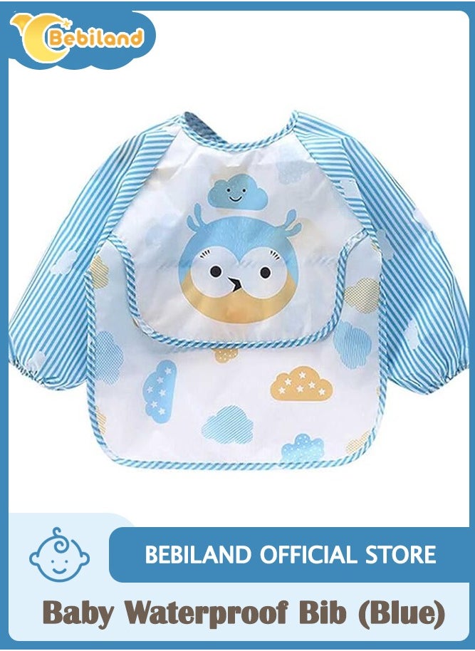 Bebiland Owl Pattren Waterproof Stain Resistant Drool Cloths Great Baby Bib 12 to 36 Months (Blue)  - Image 1