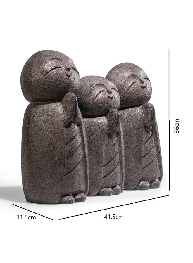 Home Auraa Three Monks Decorative Showpiece | Figurine | Polyresin Tabletop Décor | Antique Grey Finish | 41.5 x 36 x 11.5 CM - Image 2