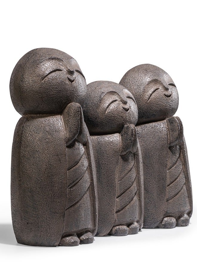 Home Auraa Three Monks Decorative Showpiece | Figurine | Polyresin Tabletop Décor | Antique Grey Finish | 41.5 x 36 x 11.5 CM - Image 3
