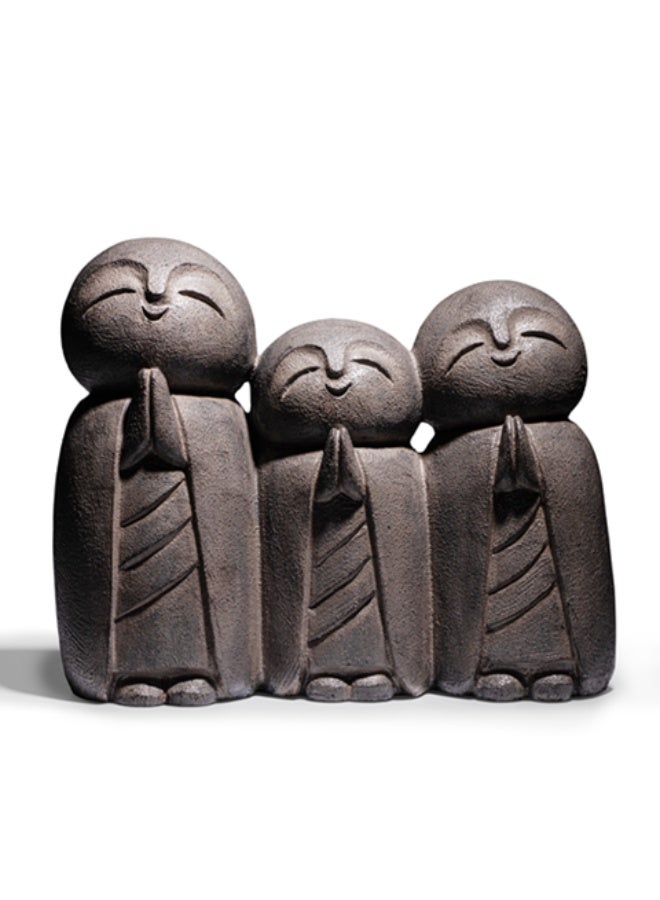 Home Auraa Three Monks Decorative Showpiece | Figurine | Polyresin Tabletop Décor | Antique Grey Finish | 41.5 x 36 x 11.5 CM - Image 4