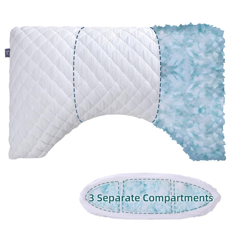 LOFE Side Sleeper Pillows for Adults - Adjustable 3 Compartments of Side Sleeper Pillow, Curved Side Sleeper Neck Pillow, CertiPUR-US Supportive Pillow for Side Sleepers, Queen Size Bed Pillows - Image 1