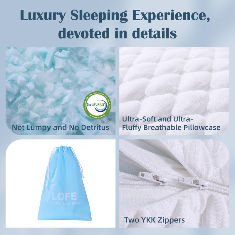 LOFE Side Sleeper Pillows for Adults - Adjustable 3 Compartments of Side Sleeper Pillow, Curved Side Sleeper Neck Pillow, CertiPUR-US Supportive Pillow for Side Sleepers, Queen Size Bed Pillows - Image 5