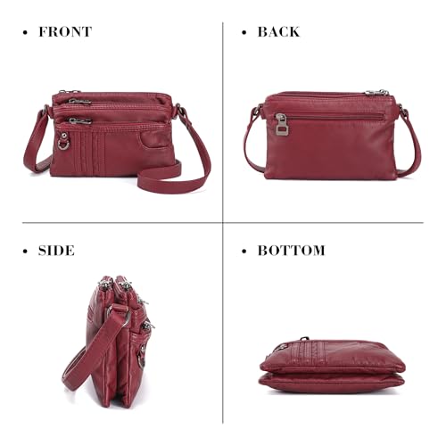 MINICAT Treble Pockets Small Crossbody Purse Cell Phone Purse Shoulder Bags for Women Cross Body Bag for Woman(Dark Red Small) - Image 5