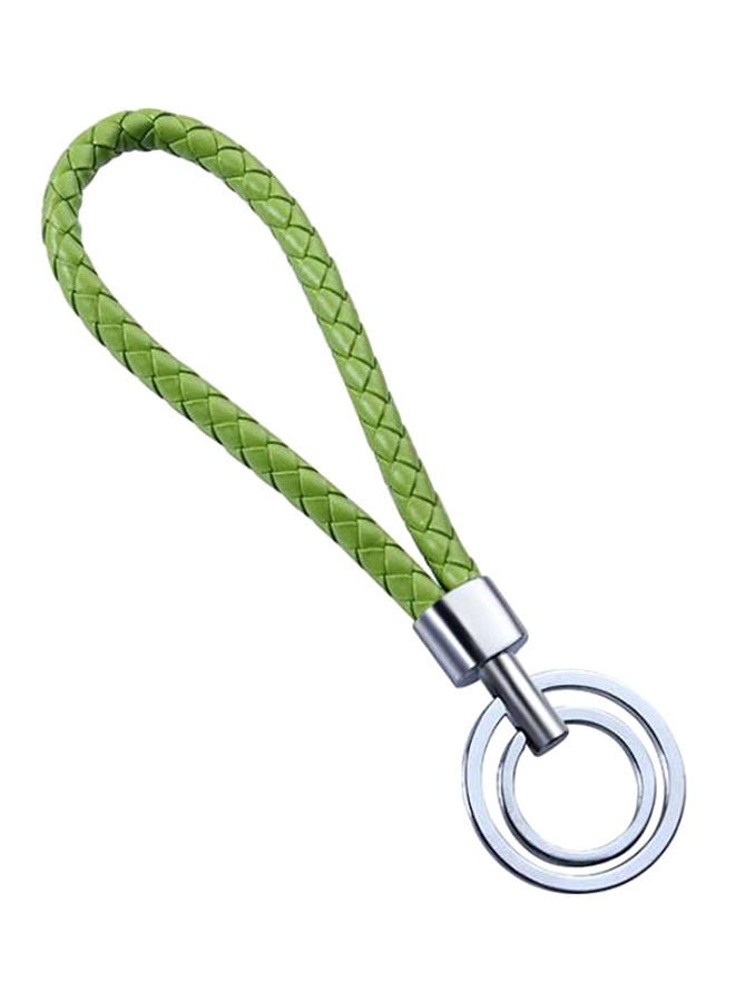 إسكدنيا سلسلة مفاتيح سيارة من الجلد المضفر وبحلقة مزدوجة بتصميم كاجوال