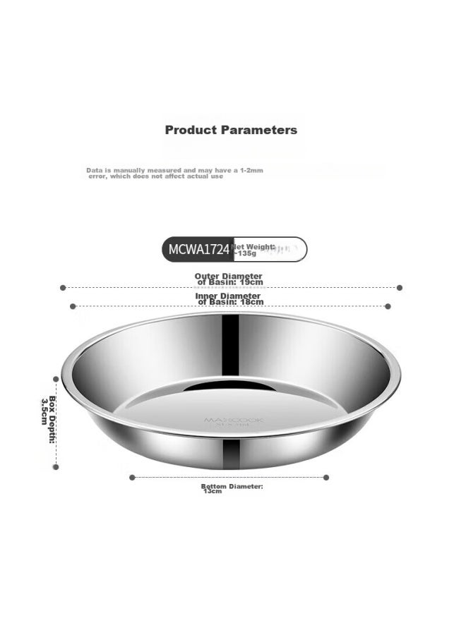 MAX COOK Meichun 316l Stainless Steel Plate And Bowl, 18cm, Thickened, Widened, Deepened, Drop-resistant, Mcwa1724 - Image 2