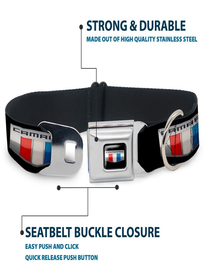 Buckle Down Buckle-Down Seatbelt Buckle Dog Collar - CAMARO Six Badge Black/Silver/Red/White/Blue - 1" Wide - Fits 15-26" Neck - Large - Image 4