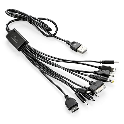 Verilux® 10 in 1 USB Charging Cable 1M/3.3Ft, Universal Multi-Head USB Charger Cable with 10 Ports for Micro, 30-Pin, DC & More Devices, Fast Charging for Multiple Electronics - Image 1
