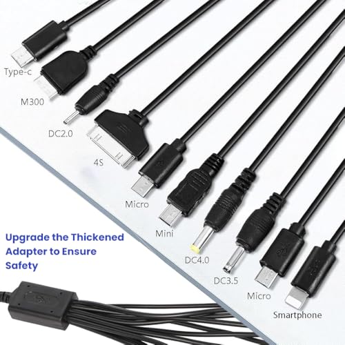 Verilux® 10 in 1 USB Charging Cable 1M/3.3Ft, Universal Multi-Head USB Charger Cable with 10 Ports for Micro, 30-Pin, DC & More Devices, Fast Charging for Multiple Electronics - Image 3