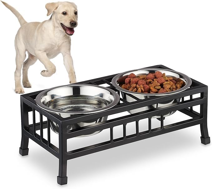 RoverPets Pet Feeder for Dogs & Cats | Dog Bowl Stand for Large Dogs | Stainless Steel Food & Water Bowls with Iron Stand | Dog Bowls Small Size | Medium (350ml x 2 Bowl) - Image 2