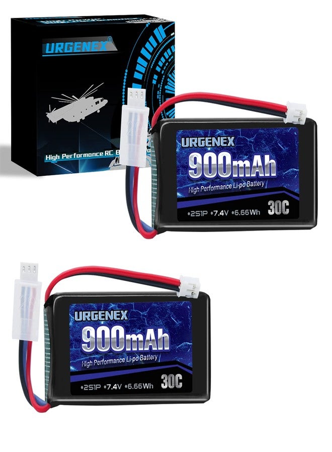 URGENEX SCX24 lipo 7.4V Lipos 2S 30C 900mAh Rechargeable lipo with PH2.0 Plug Compatible with Most 1/10, 1/16, 1/18, 1/24 Scale RC Cars Trucks - Image 1